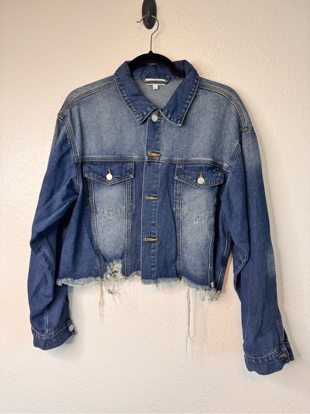 Umgee size L Denim Crop Jacket Distressed Women size L
